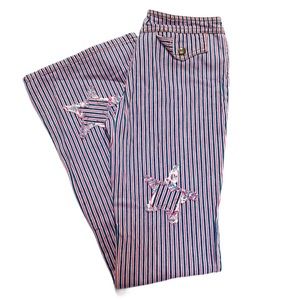 Low Rise Striped Flare Jeans